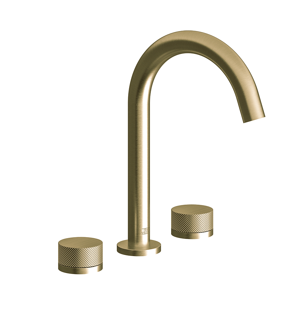 Franz Viegener Nerea Widespread Lavatory Faucet Knurling Cylinder Handle With Pop Up Drain Assembly