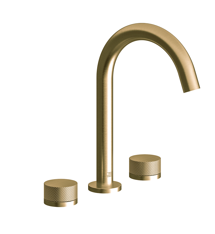 Franz Viegener Nerea Widespread Lavatory Faucet Knurling Cylinder Handle With Pop Up Drain Assembly