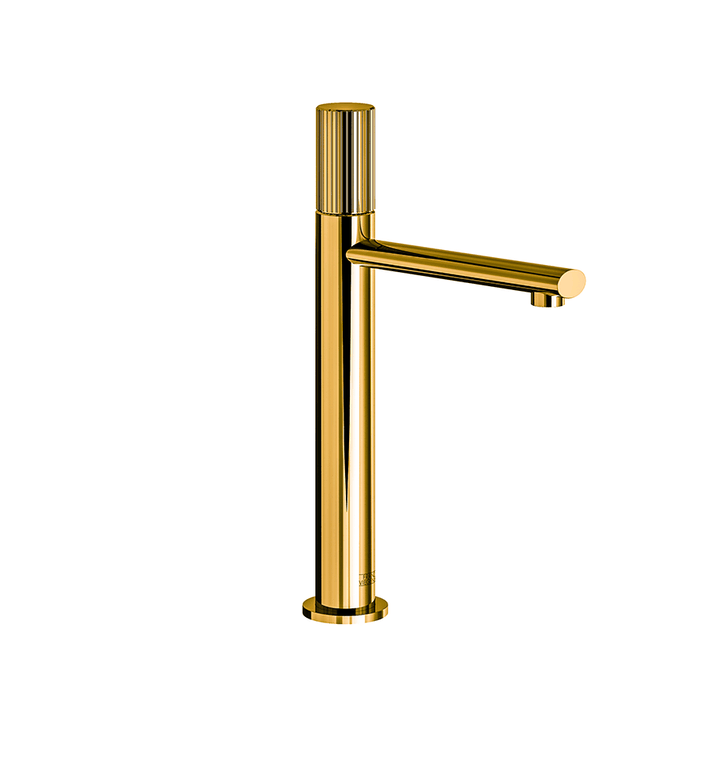 Franz Viegener Nerea Vessel Height Single Handle Luxury Lavatory Set Vertical Lines Cylinder Handle