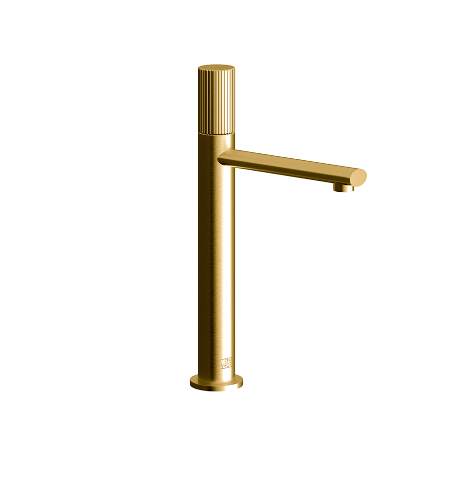 Franz Viegener Nerea Vessel Height Single Handle Luxury Lavatory Set Vertical Lines Cylinder Handle