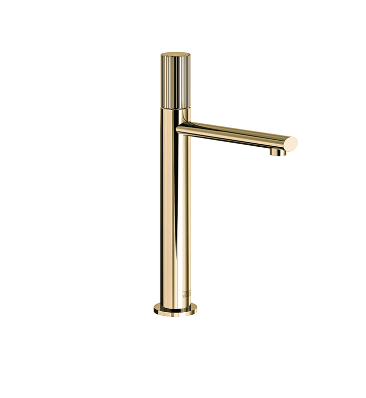 Franz Viegener Nerea Vessel Height Single Handle Luxury Lavatory Set Vertical Lines Cylinder Handle