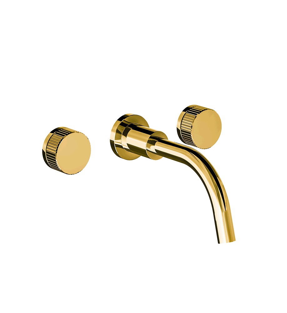 Franz Viegener Nerea Wall Mounted Lavatory Faucet Vertical Lines Cylinder Handle