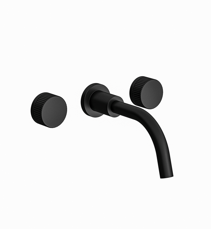 Franz Viegener Nerea Wall Mounted Lavatory Faucet Vertical Lines Cylinder Handle