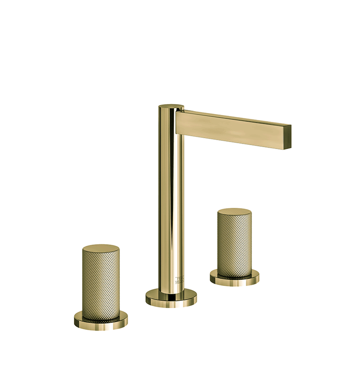 Franz Viegener Lollipop Widespread Lavatory Faucet Knurling Cylinder Handle With Pop Up Drain Assembly