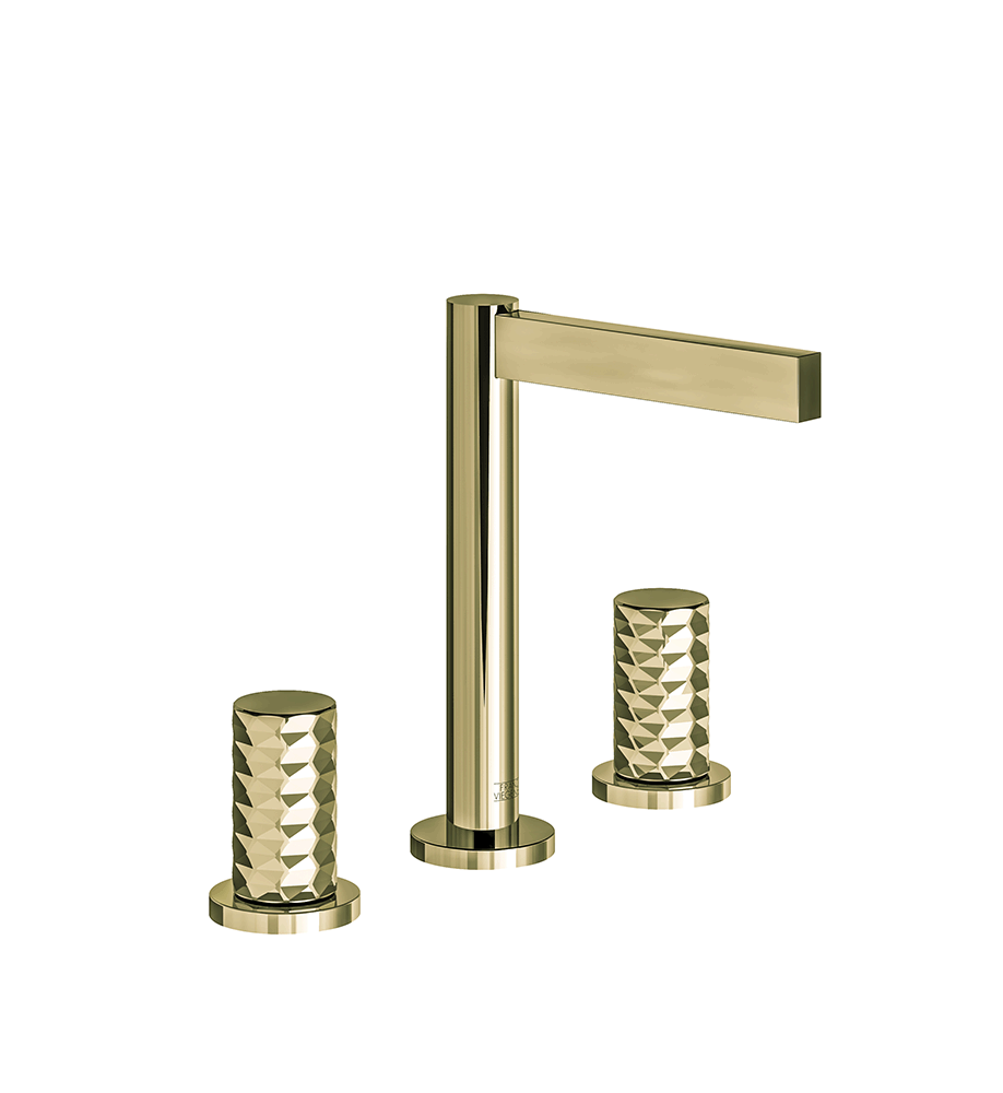 Franz Viegener Lollipop Diamond Widespread Lavatory Faucet Diamond Cylinder Handle With Pop Up Drain Assembly