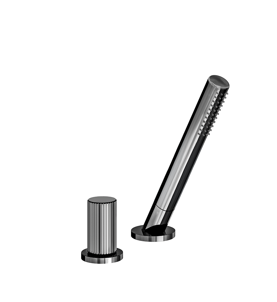 Franz Viegener Lollipop Deck Mounted Roman Diverter Valve Vertical Lines Cylinder Handle And Handshower Assembly