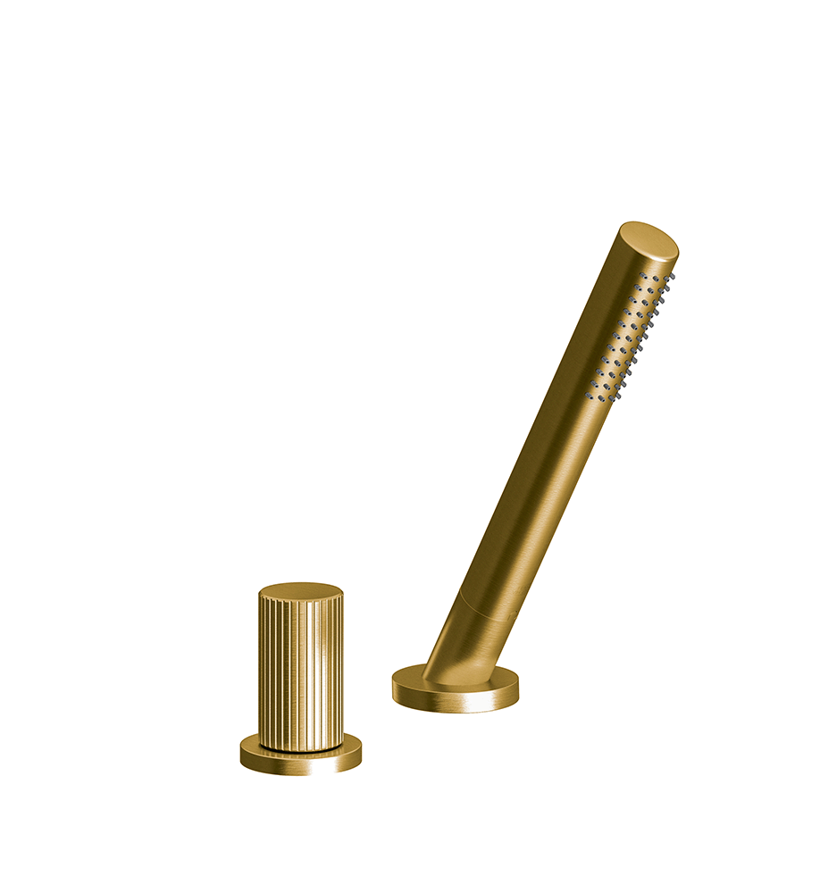 Franz Viegener Lollipop Deck Mounted Roman Diverter Valve Vertical Lines Cylinder Handle And Handshower Assembly