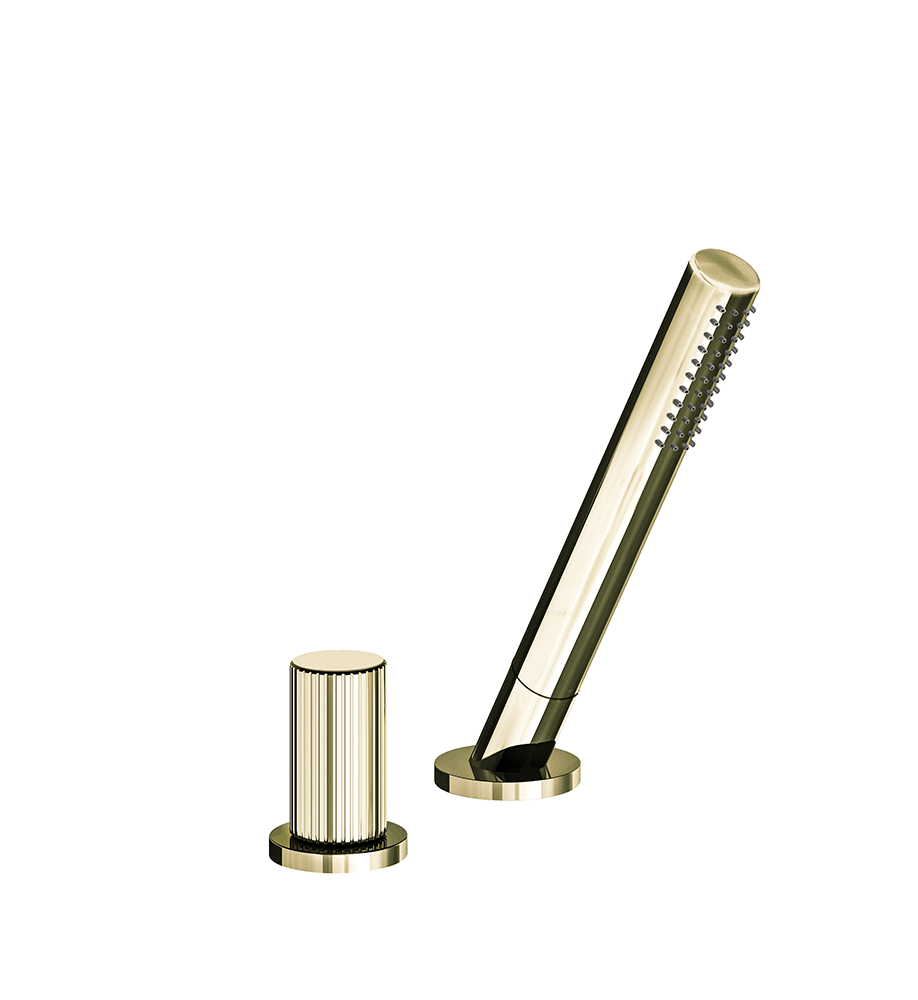 Franz Viegener Lollipop Deck Mounted Roman Diverter Valve Vertical Lines Cylinder Handle And Handshower Assembly