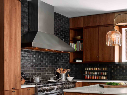 BlueStar Hampton Wall Hood With Brushed Stainless Strapping And Rivets