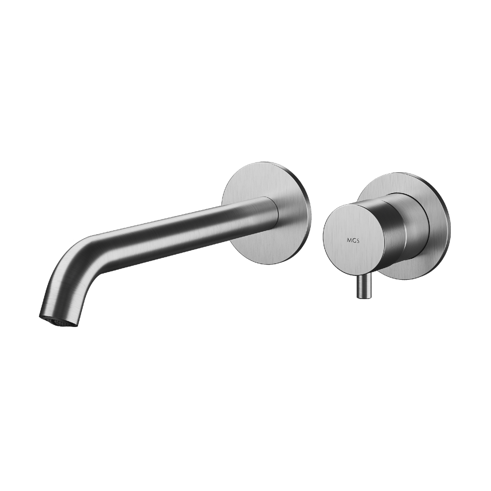 MGS Bagno Minimal Two hole Stainless Steel Wall mount Basin Faucet