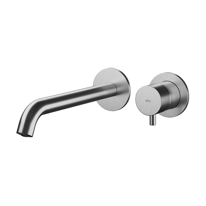 MGS Bagno Minimal Two hole Stainless Steel Wall mount Basin Faucet