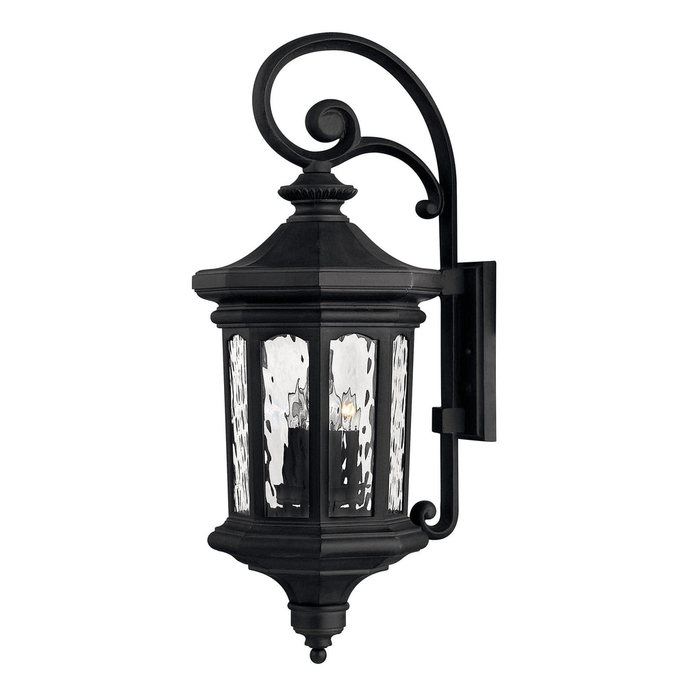 Hinkley Raley Scroll Outdoor Wall Light in Museum Black