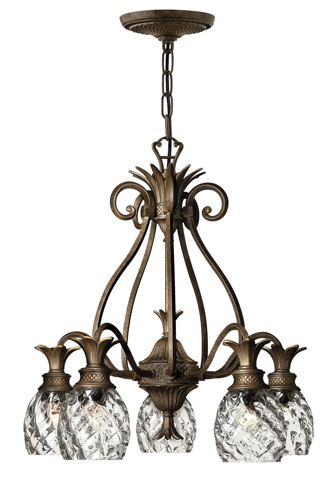 Hinkley Pineapple Downlight Chandelier in Pearl Bronze / Clear Optic