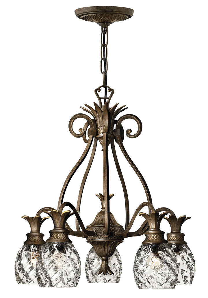 Hinkley Pineapple Downlight Chandelier in Pearl Bronze / Clear Optic