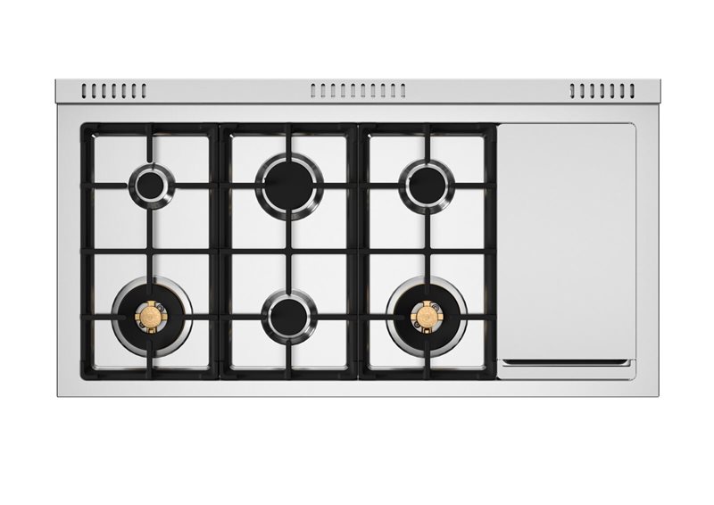 Bertazzoni 48" Master Series Range Electric Self Clean Oven 6 Brass Burners And Griddle