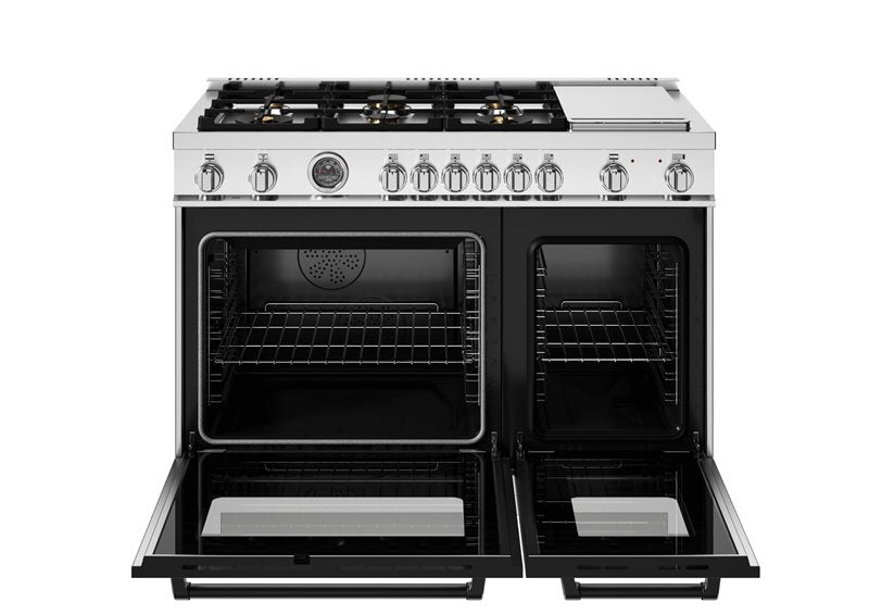 Bertazzoni 48" Master Series Range Electric Self Clean Oven 6 Brass Burners And Griddle