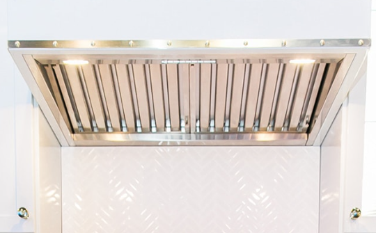 BlueStar Bonanza Wall Hood With Brushed Stainless Strapping And Rivets