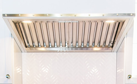 BlueStar Hampton Wall Hood With Brushed Stainless Strapping And Rivets