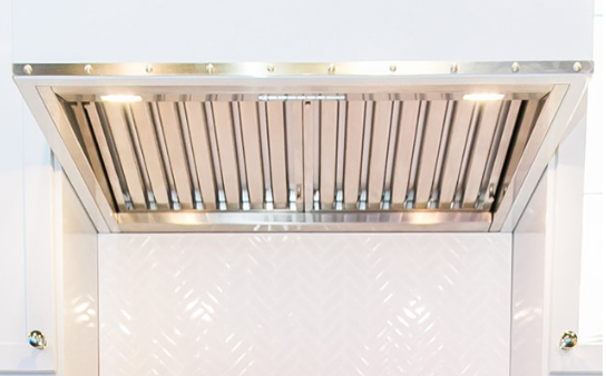 BlueStar Sahara Curved Sides Wall Hood With Brushed Stainless Strapping And Rivets