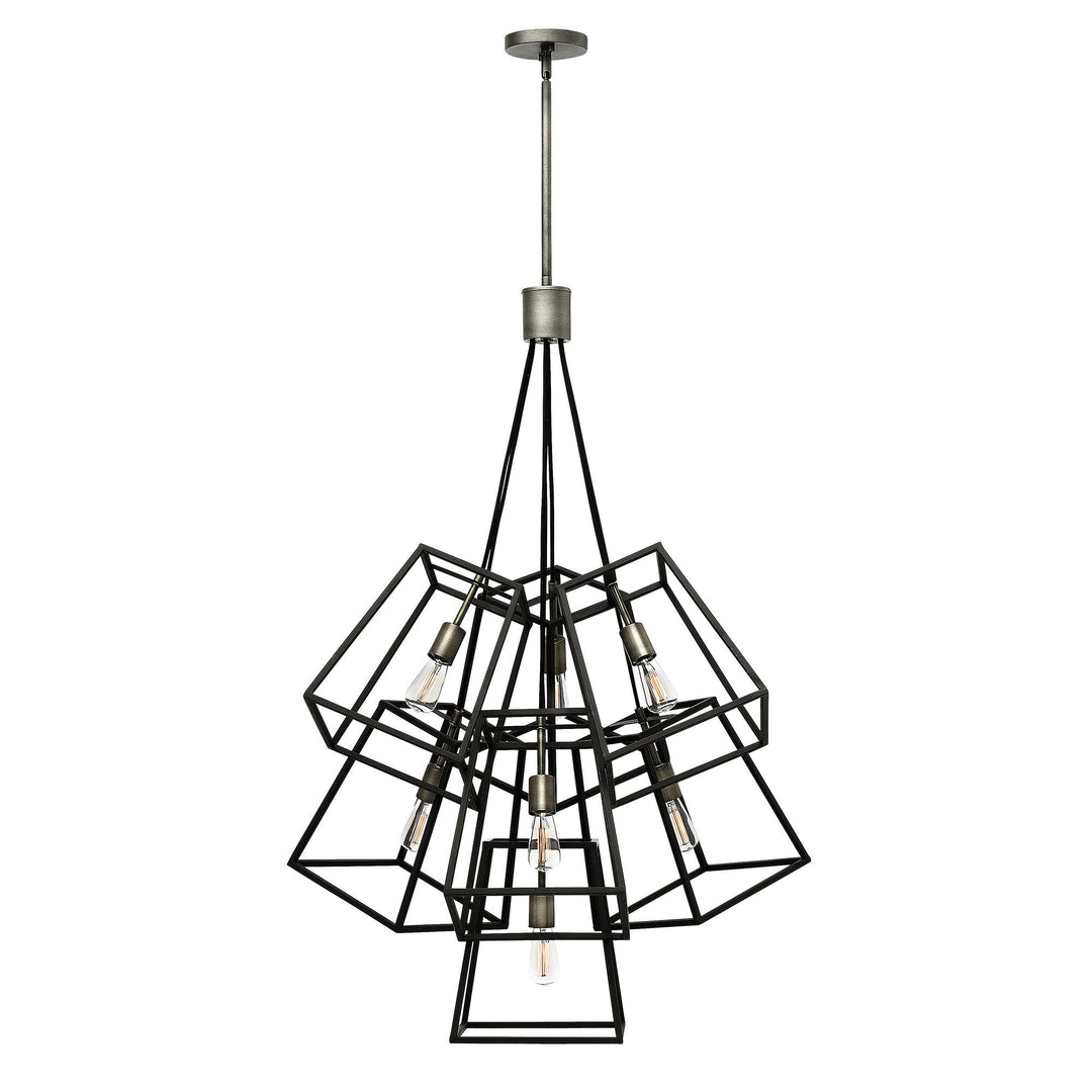 Hinkley Fulton Multi Light Pendant in Aged Zinc