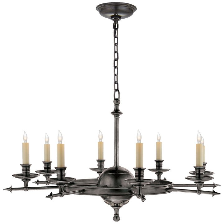 Visual Comfort Signature Leaf and Arrow Chandelier in Bronze