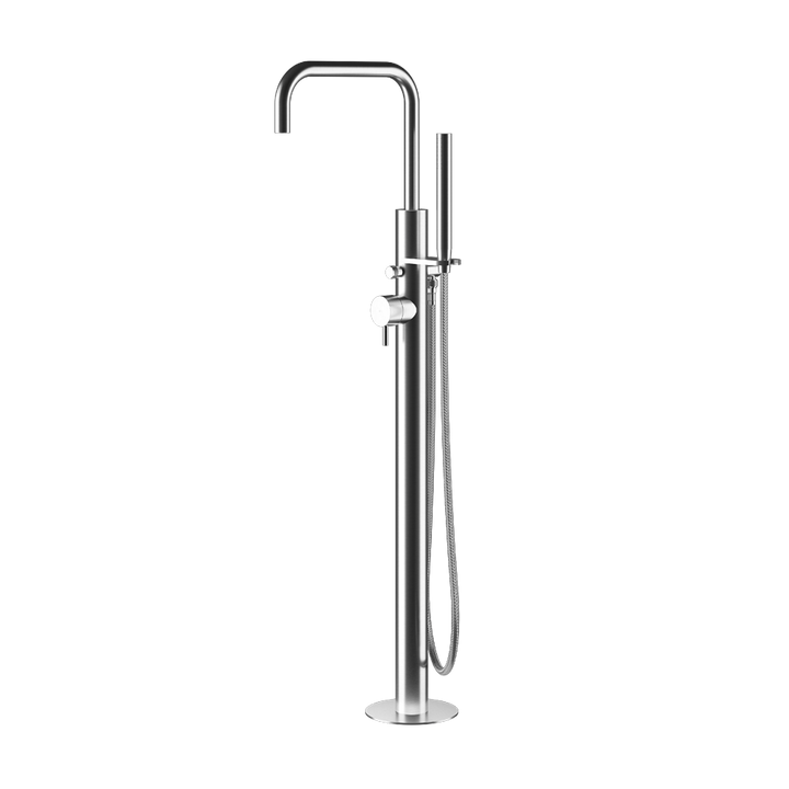 MGS Bagno Minimal Stainless Steel Floor mount Tub Spout with Handshower