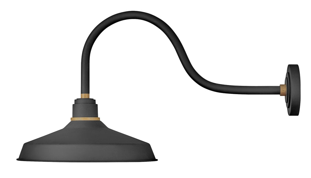 Hinkley Foundry Outdoor Industrial Shade Curve Arm Wall Light in Textured Black (view 2)