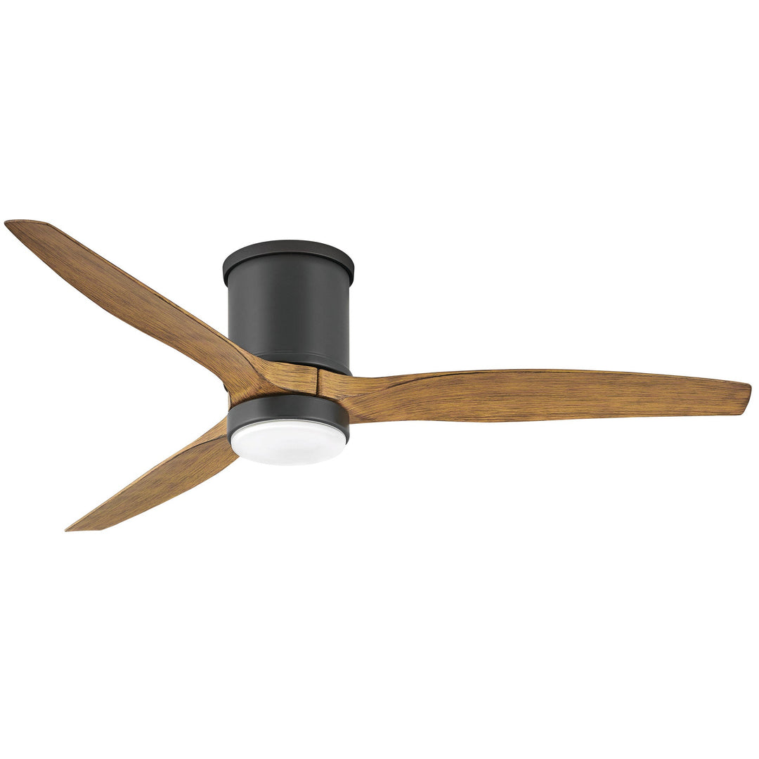 Hinkley Hover Outdoor Flush Smart Ceiling Fan with Light in Matte Black / Koa
