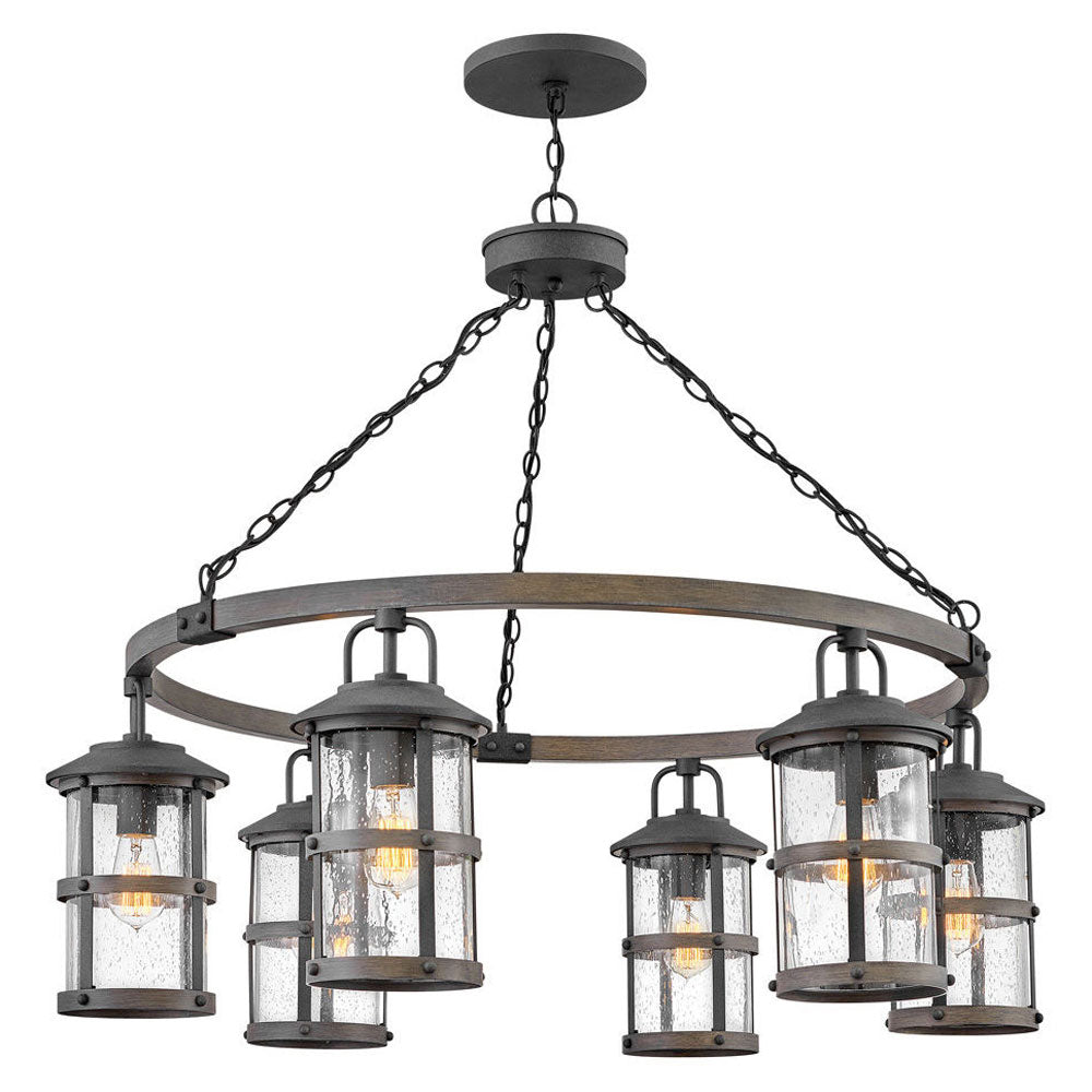 Hinkley Lakehouse 12V Outdoor Chandelier in Aged Zinc