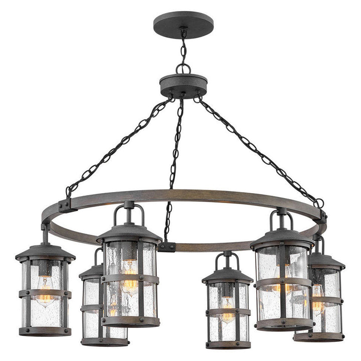 Hinkley Lakehouse 12V Outdoor Chandelier in Aged Zinc
