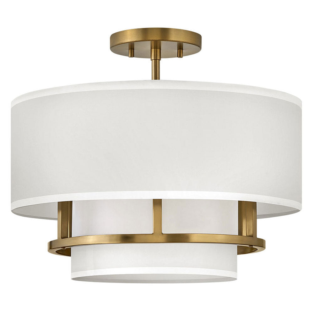 Hinkley Graham Semi Flush Ceiling Light in Lacquered Brass