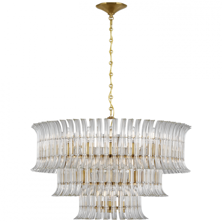 Visual Comfort Signature Rhine Tier Chandelier in Hand-Rubbed Antique Brass