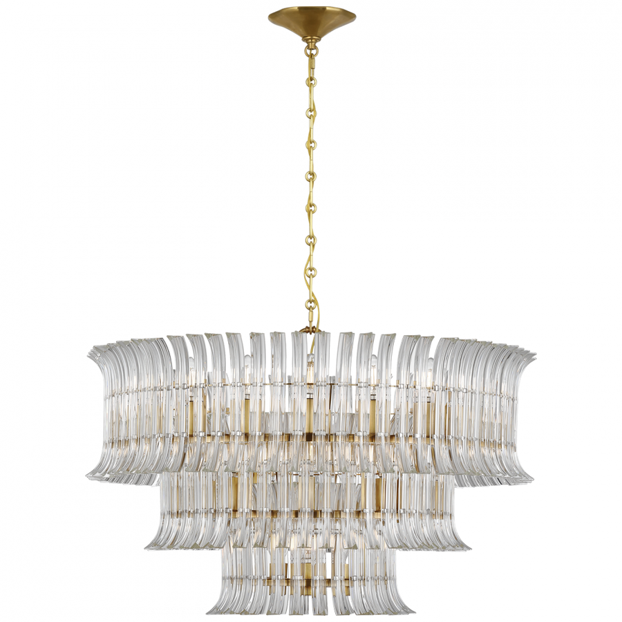 Visual Comfort Signature Rhine Tier Chandelier in Hand-Rubbed Antique Brass