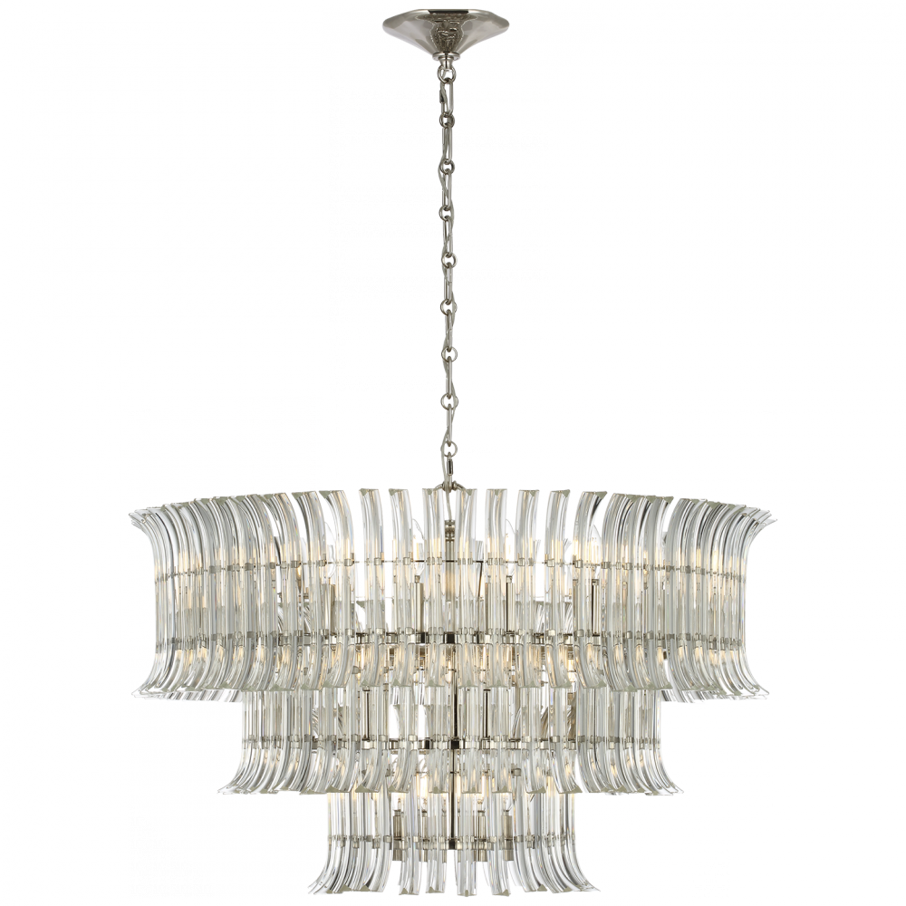 Visual Comfort Signature Rhine Tier Chandelier in Polished Nickel