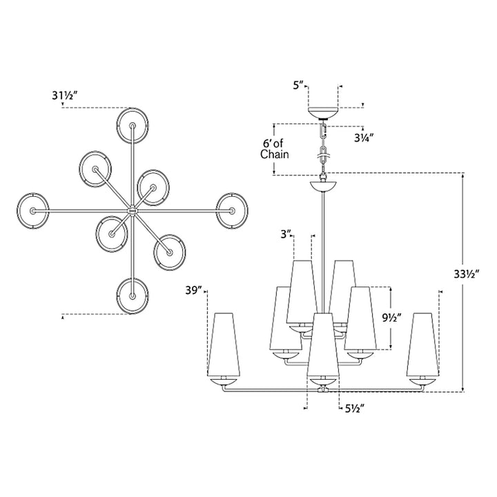Visual Comfort Signature Fontaine Offset Chandelier