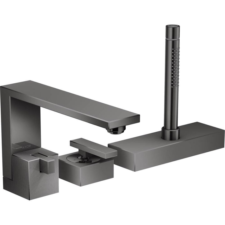 AXOR Edge 3-Hole Roman Tub Set Trim with Handshower Diamond Cut