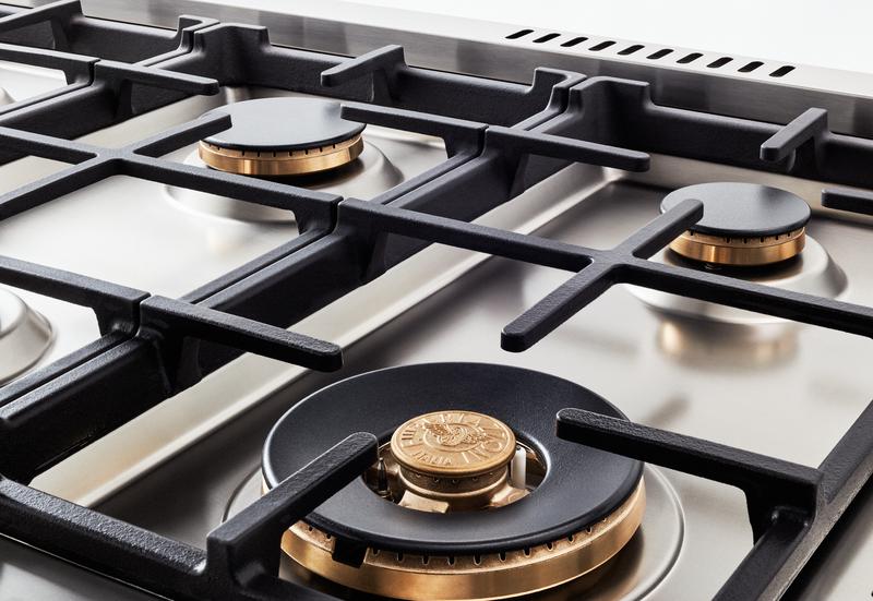 Bertazzoni 48" Master Series Range Electric Self Clean Oven 6 Brass Burners And Griddle