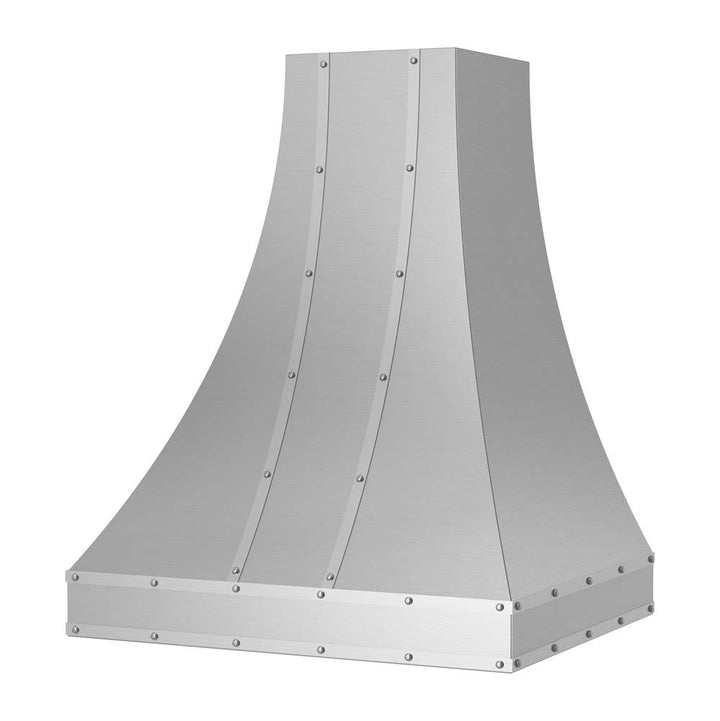 BlueStar Ridgeline Wall Hood With Brushed Stainless Strapping And Rivets