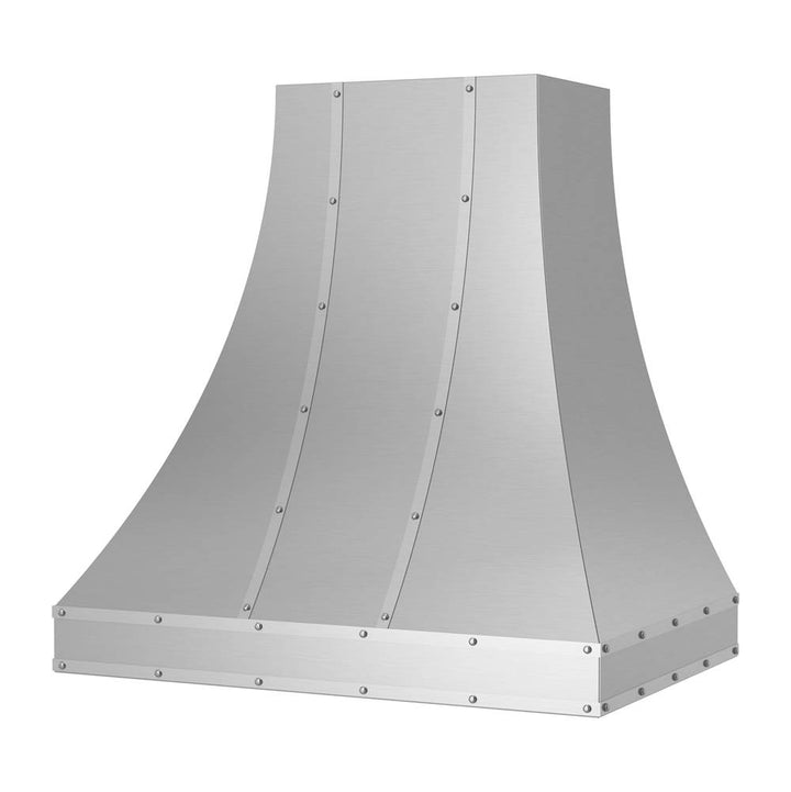 BlueStar Ridgeline Wall Hood With Brushed Stainless Strapping And Rivets
