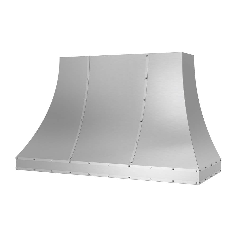 BlueStar Ridgeline Wall Hood With Brushed Stainless Strapping And Rivets
