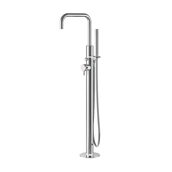 MGS Bagno Minimal Stainless Steel Floor mount Tub Spout with Handshower