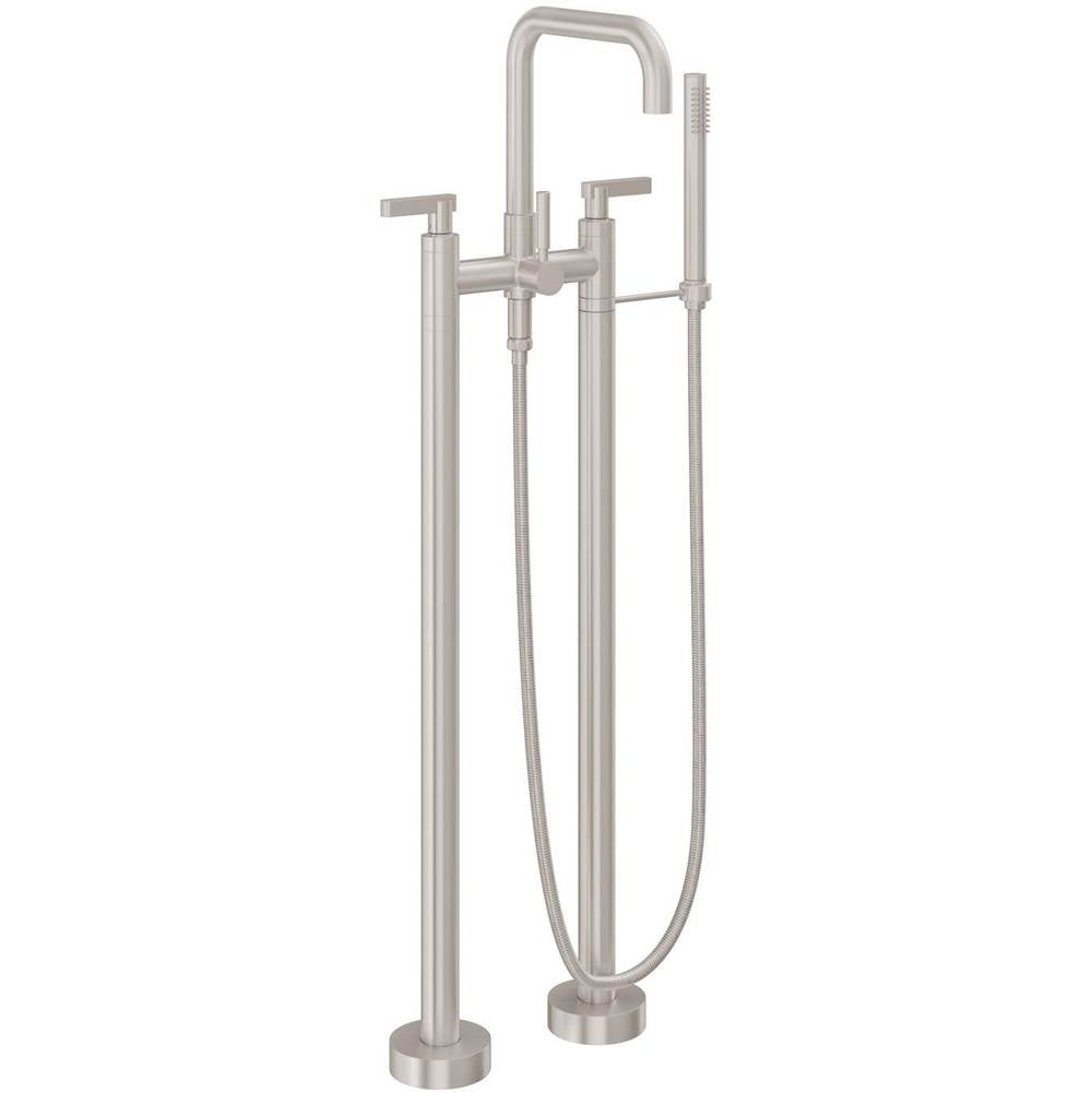 California Faucets Contemporary Single Hole Floor Mount Tub Filler - Quad Spout Antique Brass Finish