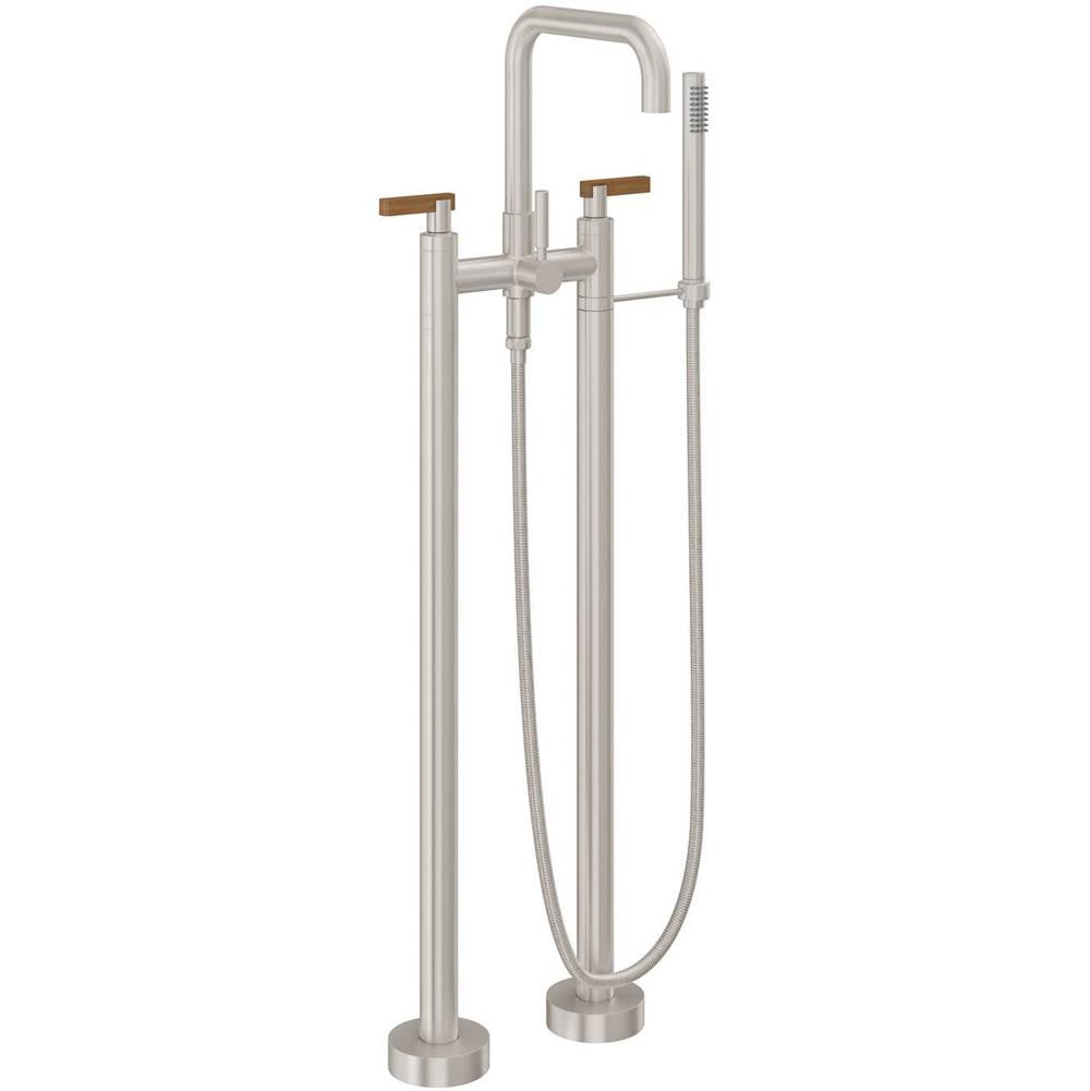 California Faucets Contemporary Single Hole Floor Mount Tub Filler - Quad Spout Antique Brass Finish