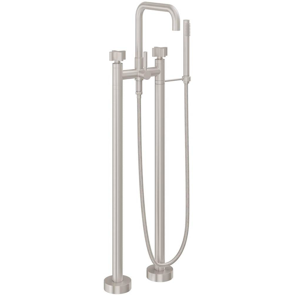 California Faucets Contemporary Single Hole Floor Mount Tub Filler - Quad Spout Antique Brass Finish