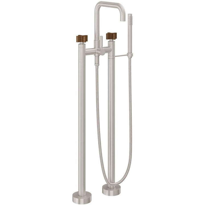 California Faucets Contemporary Single Hole Floor Mount Tub Filler - Quad Spout Antique Brass Finish