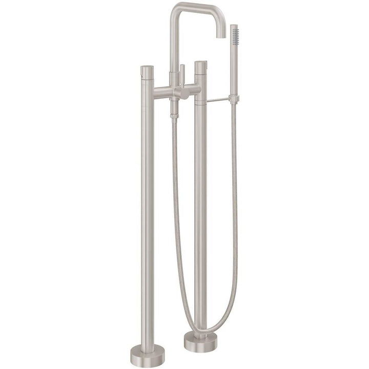 California Faucets Contemporary Single Hole Floor Mount Tub Filler - Quad Spout Antique Brass Finish