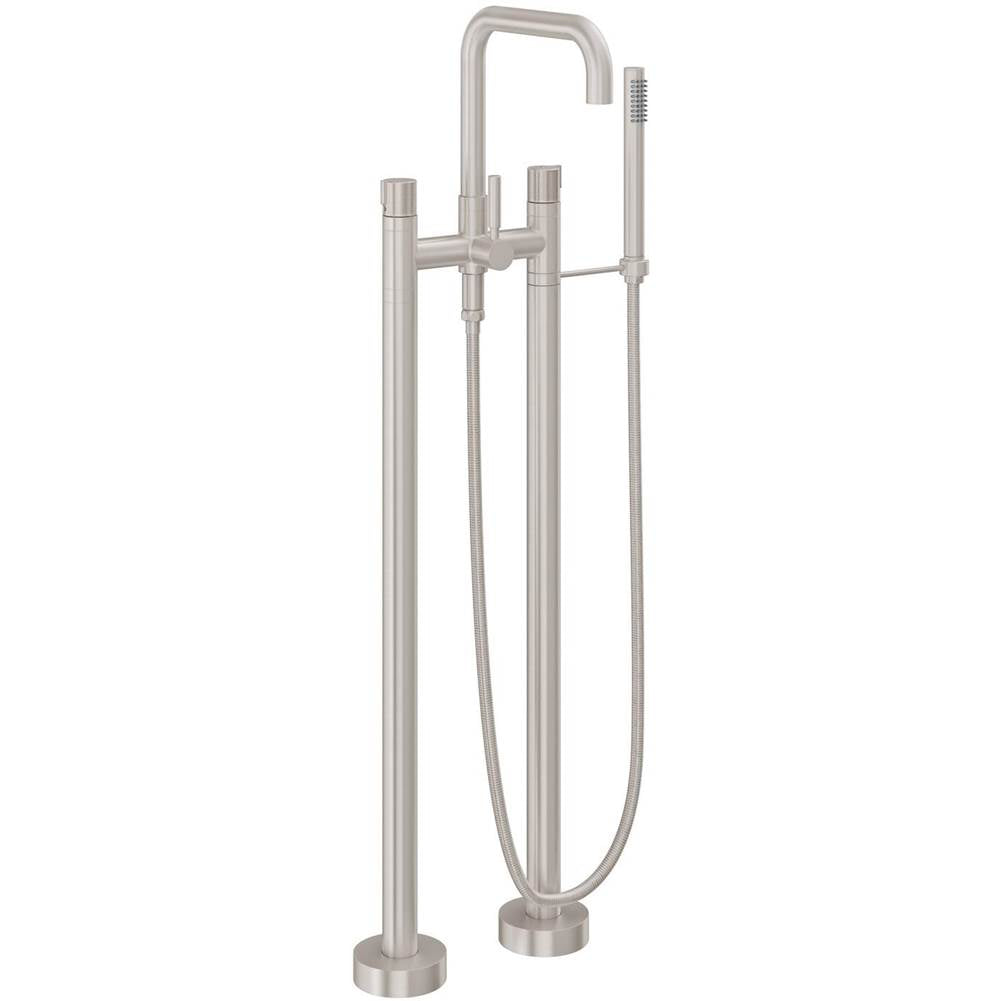 California Faucets Contemporary Single Hole Floor Mount Tub Filler - Quad Spout Antique Brass Finish