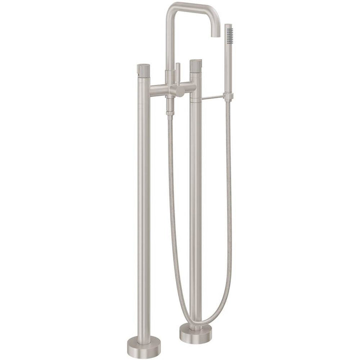 California Faucets Contemporary Single Hole Floor Mount Tub Filler - Quad Spout Antique Brass Finish