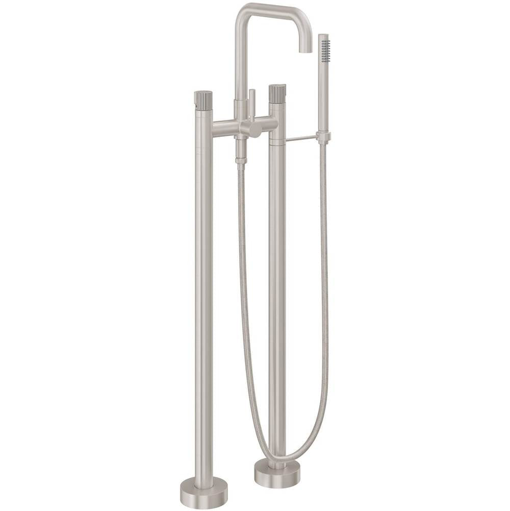 California Faucets Contemporary Single Hole Floor Mount Tub Filler - Quad Spout Antique Brass Finish