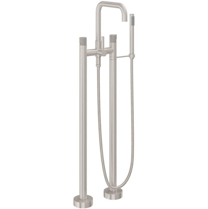 California Faucets Contemporary Single Hole Floor Mount Tub Filler - Quad Spout Antique Brass Finish